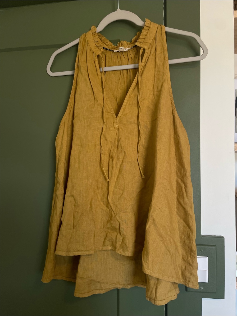 Pilcro Anthropologie Mustard 100% Linen Tavi Top